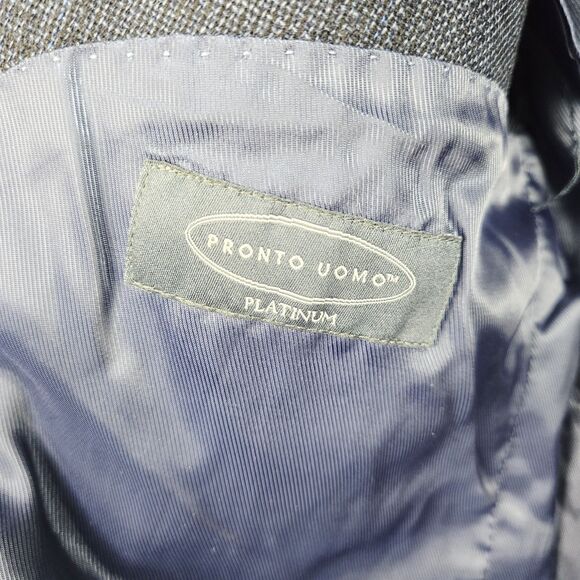 Pronto Uomo Platinum Blazer 48 R 100% Wool Plaid Blue Suit Jacket Sport Coat - Picture 5 of 7